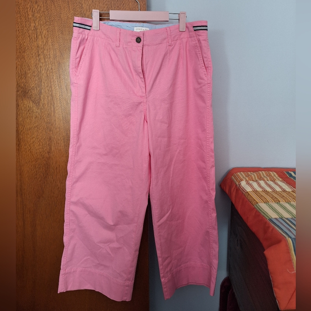Crown & Ivy Preppy Pink Wide-Leg Cotton Pants Women's Size 10
